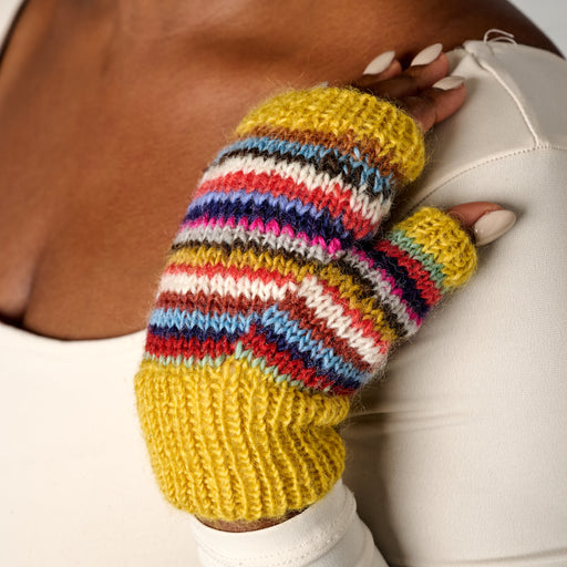 Golden Striped Wrist Warmers - Ten Thousand Villages