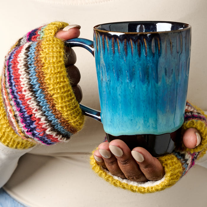 Golden Striped Wrist Warmers - Ten Thousand Villages 3