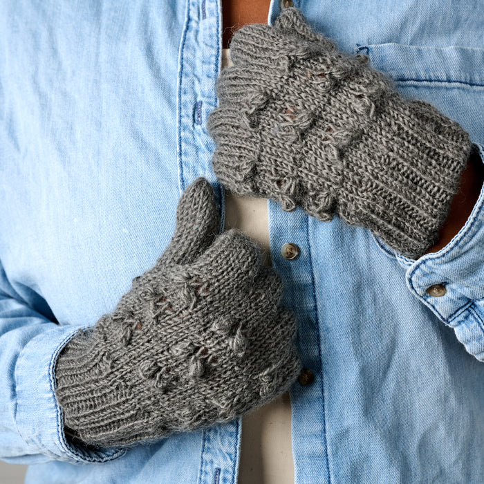 Gray Knobby Wool Gloves - Ten Thousand Villages 2