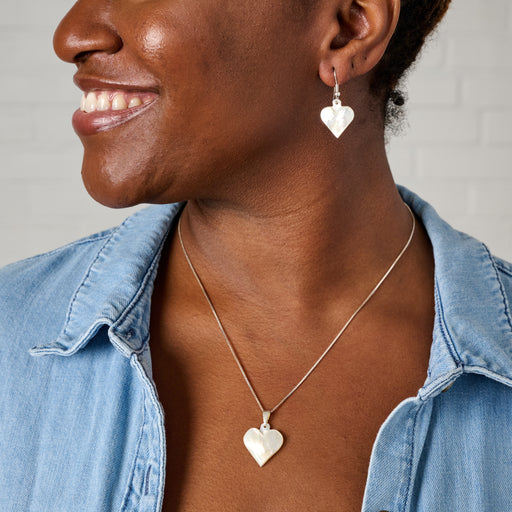 Mother of Pearl Heart Drop Earrings - Ten Thousand Villages