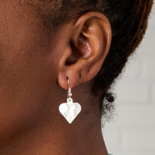 Mother of Pearl Heart Drop Earrings