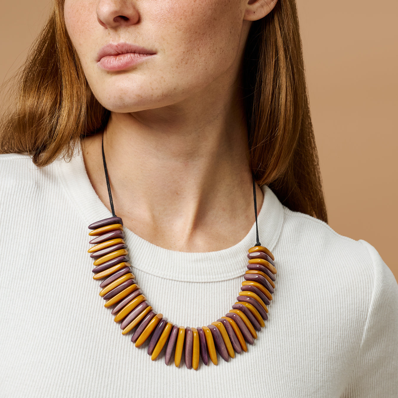 Tagua Slice Bib Necklace - Ten Thousand Villages