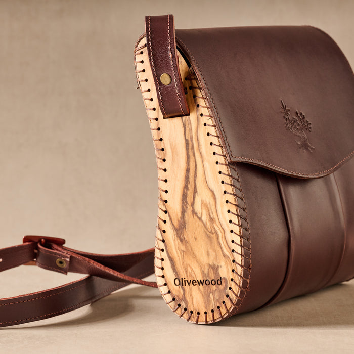 Kala Leather & Olive Wood Crossbody Bag - Ten Thousand Villages 4