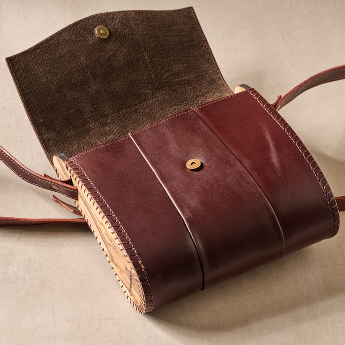 Kala Leather & Olive Wood Crossbody Bag - Ten Thousand Villages 5