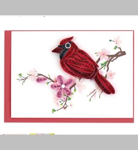 Quilled Cardinal Gift Enclosure Mini Card - Ten Thousand Villages 1