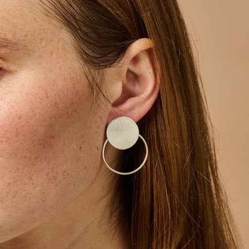 Silver Hoop Stud Earrings