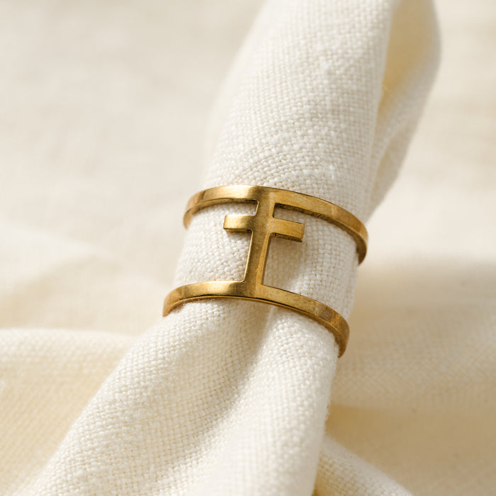 Brass Bombshell Cross Ring - Ten Thousand Villages 3