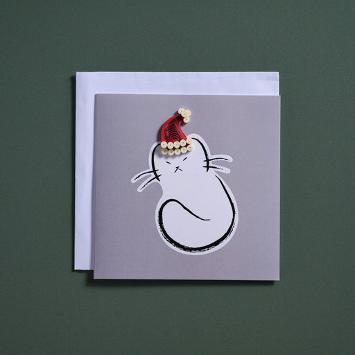 Santa Cat Paws Quilled Card