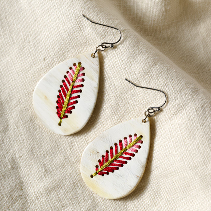 Lacay Stitched Drop Teardrop Earrings - Ten Thousand Villages 3