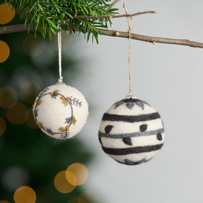 Striped Felt Ball Ornament 4