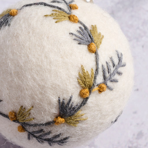 Lovely Wreath Embroidered Felt Ball Ornament - Ten Thousand Villages