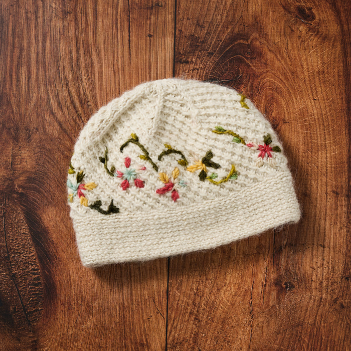 Blissful Flowers Embroidered Hat - Ten Thousand Villages 1