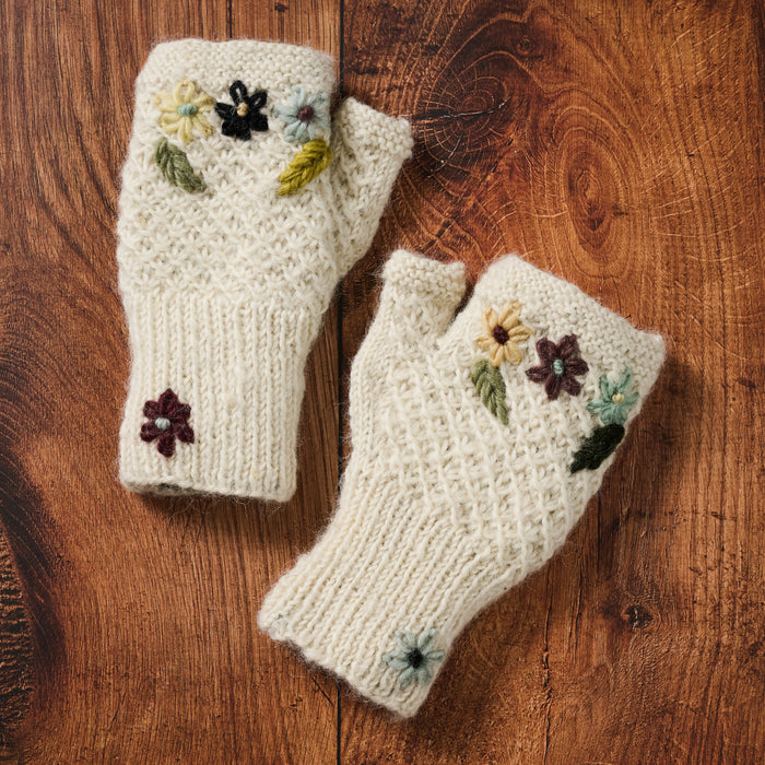 Blissful Flowers Embroidered Wrist Warmers - Ten Thousand Villages 2