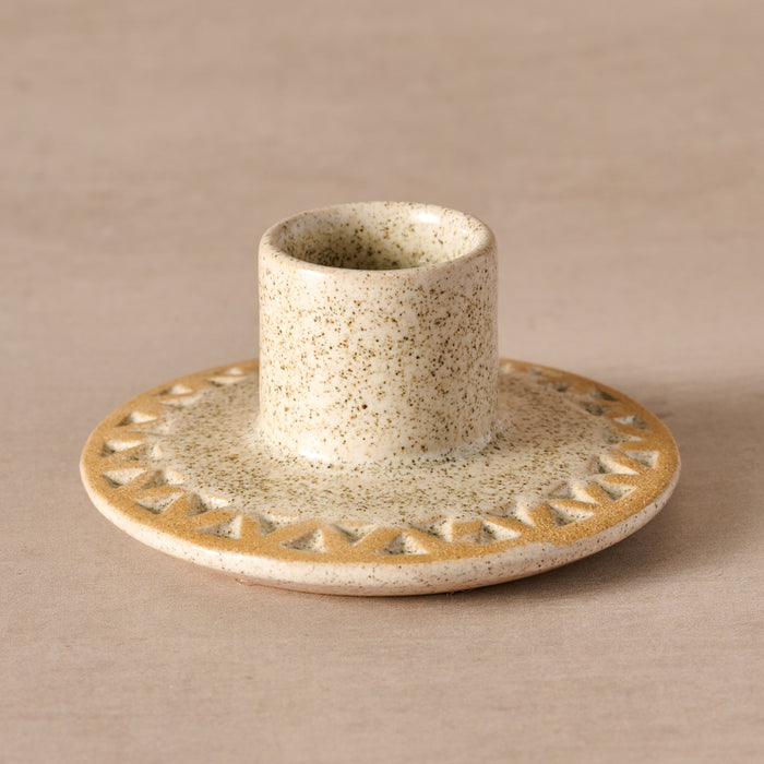 Tidal Etched Ceramic Candle Holder - Ten Thousand Villages 1