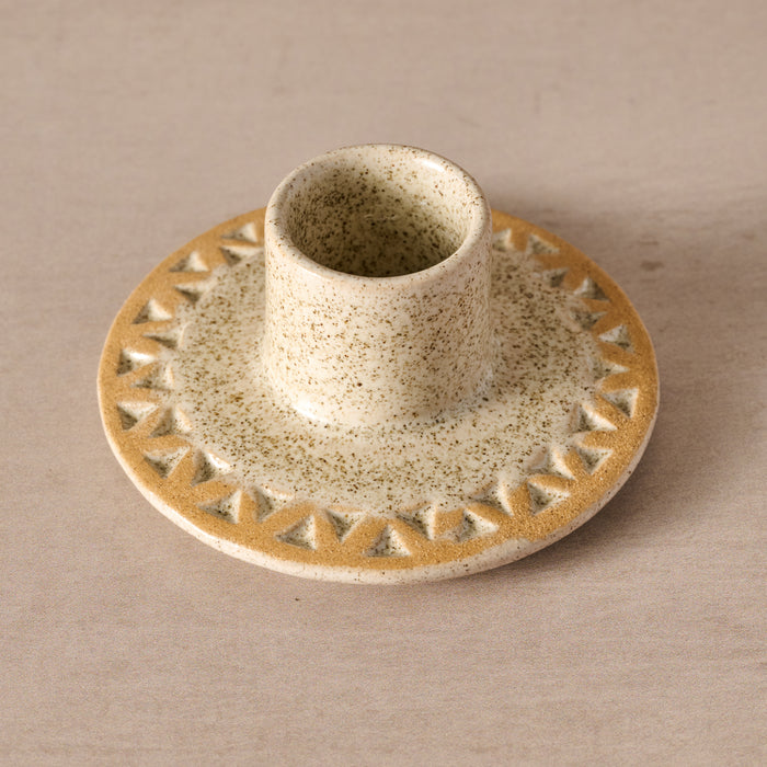 Tidal Etched Ceramic Candle Holder - Ten Thousand Villages 3