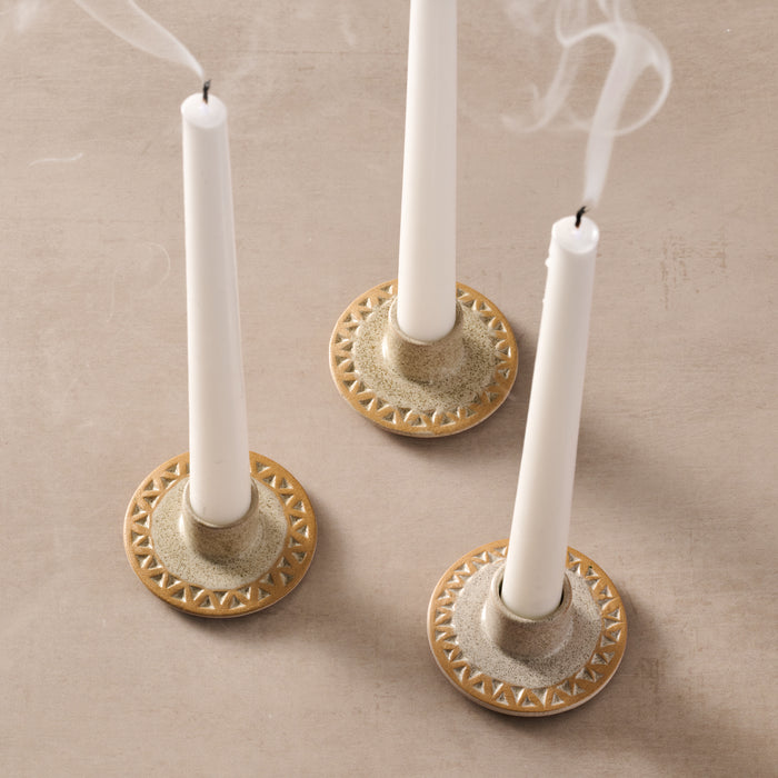 Tidal Etched Ceramic Candle Holder - Ten Thousand Villages 4