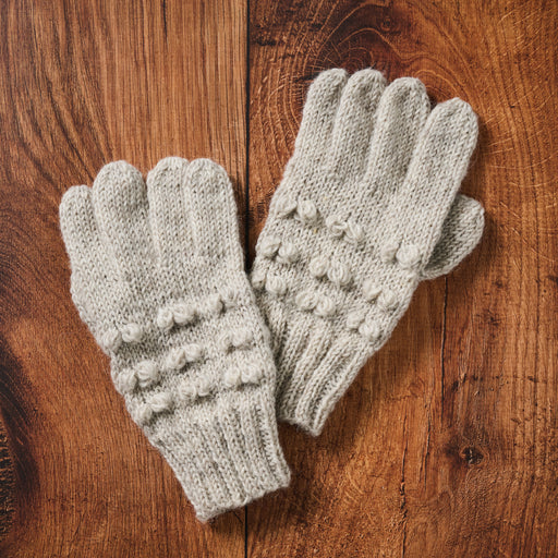 Ivory Knobby Wool Gloves