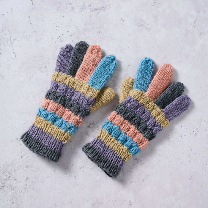 Pastel Stripes Wool Gloves - Ten Thousand Villages 3