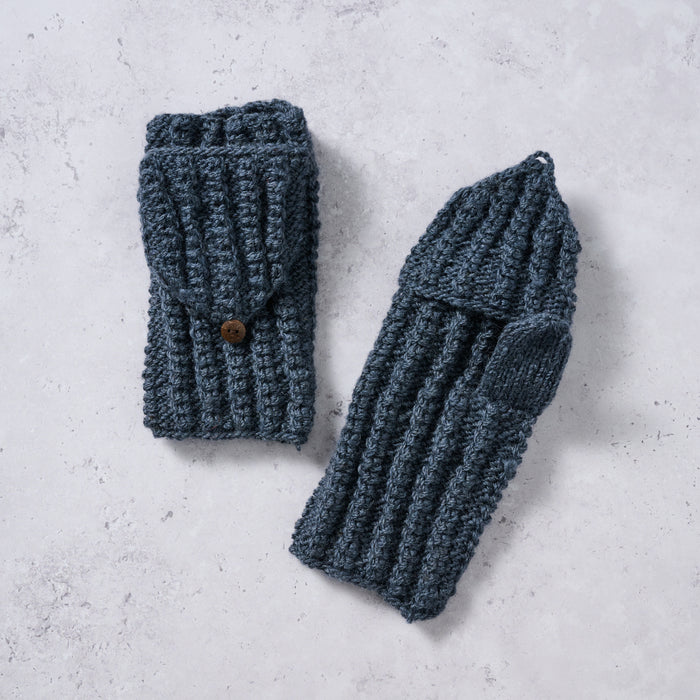 Winter Sky Ribbed Wool Convertible Mittens - Ten Thousand Villages 3