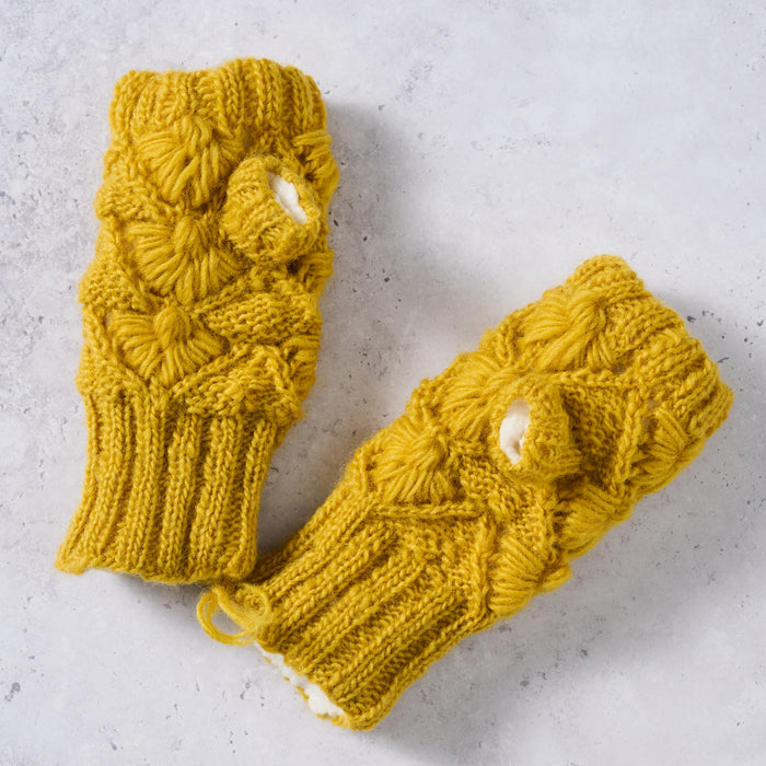 Golden Light Knit Wrist Warmers - Ten Thousand Villages 2