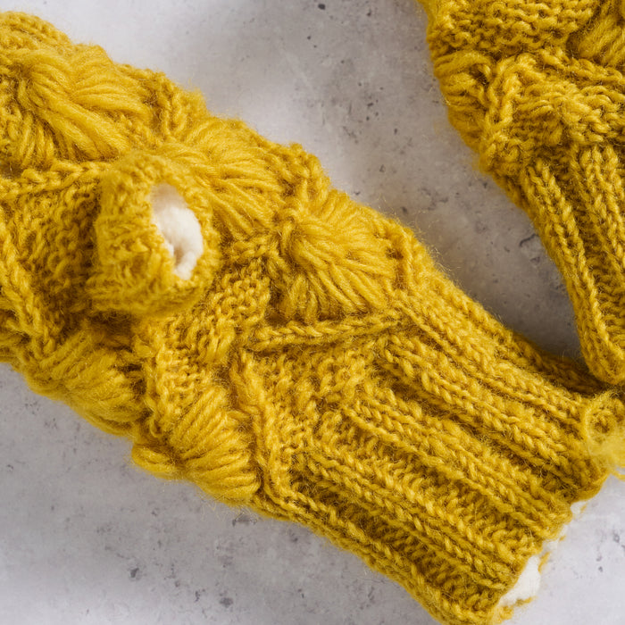 Golden Light Knit Wrist Warmers - Ten Thousand Villages 3