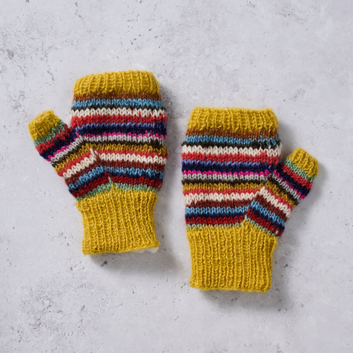 Golden Striped Wrist Warmers - Ten Thousand Villages 4