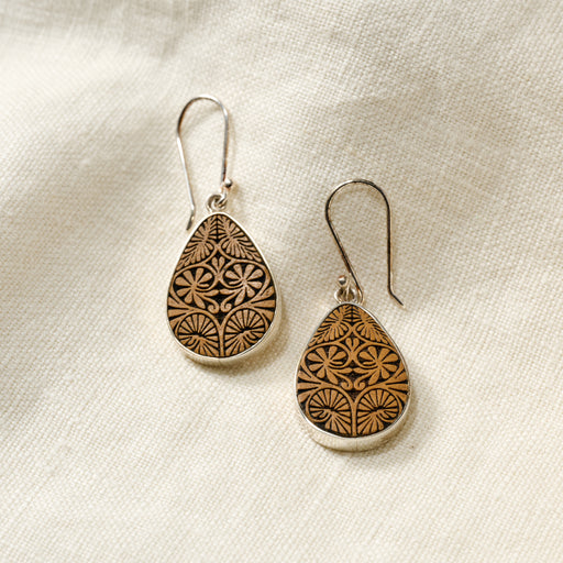 Carved Gourd Teardrop Earrings