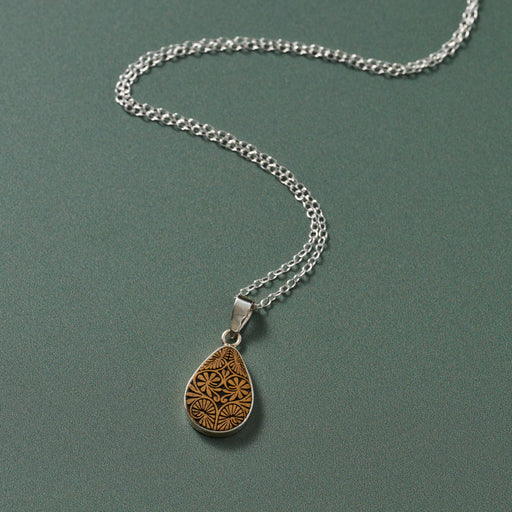 Carved Gourd Teardrop Pendant Necklace - Ten Thousand Villages