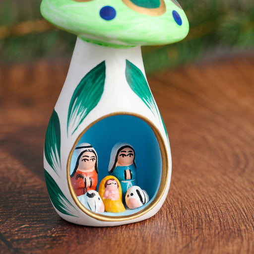 Mini Mushroom Ceramic Nativity - Ten Thousand Villages