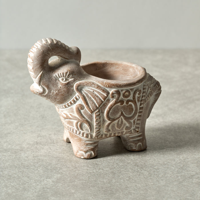 Terracotta Elephant Candleholder - Ten Thousand Villages 1