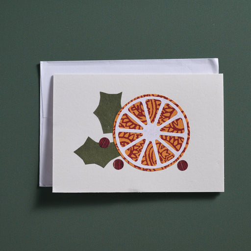 Block Print Orange Slice Card