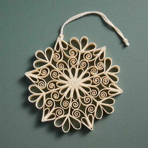 Quilled Cream Snowflake Ornament - Ten Thousand Villages