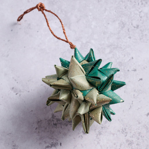 Supernova Folded Ball Ornament - Green - Ten Thousand Villages