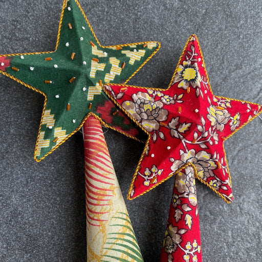 Upcycled Sari Star Tree Topper - Ten Thousand Villages