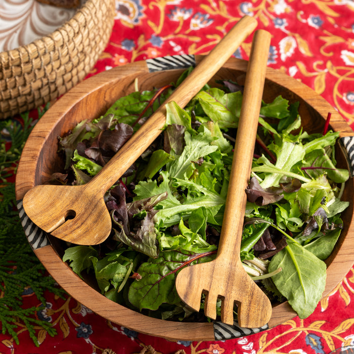 Albesia Wood Salad Servers - Ten Thousand Villages 1