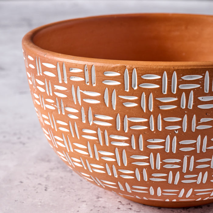 Lattice Lines Terracotta Bowl - Ten Thousand Villages 3