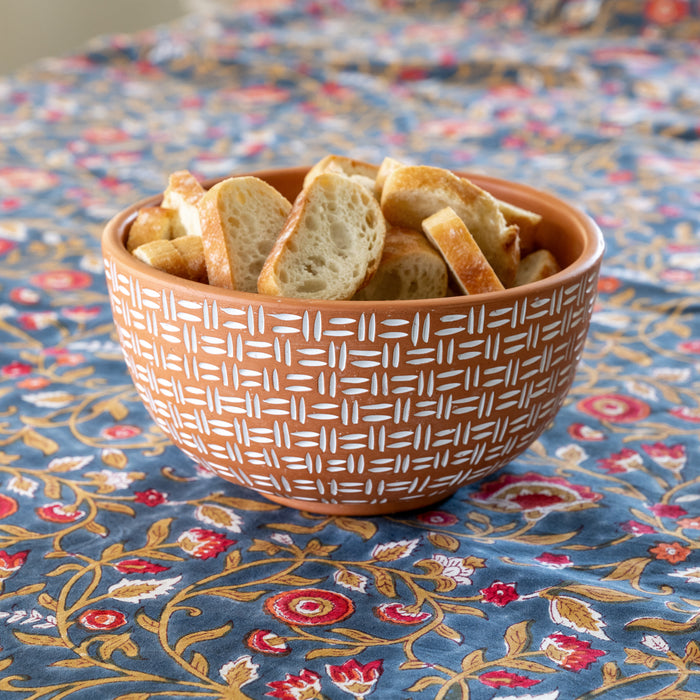 Lattice Lines Terracotta Bowl - Ten Thousand Villages 2