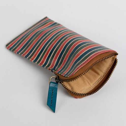 Shanti Striped Zip Leather Eyeglass Case