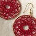 Red Medallion Tatted Drop Earrings - Ten Thousand Villages