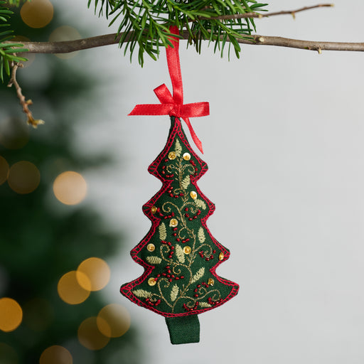 Adorned Christmas Tree Embroidered Ornament