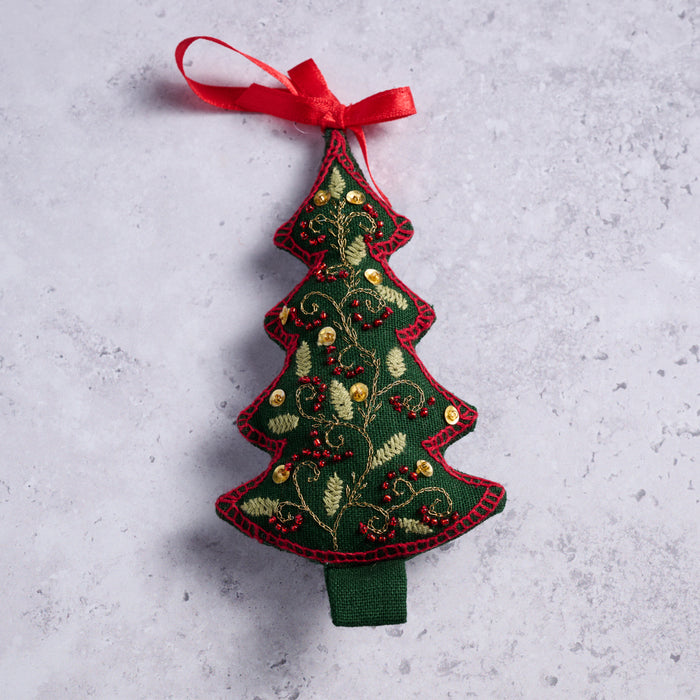 Adorned Christmas Tree Embroidered Ornament 3