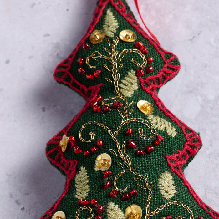 Adorned Christmas Tree Embroidered Ornament 2