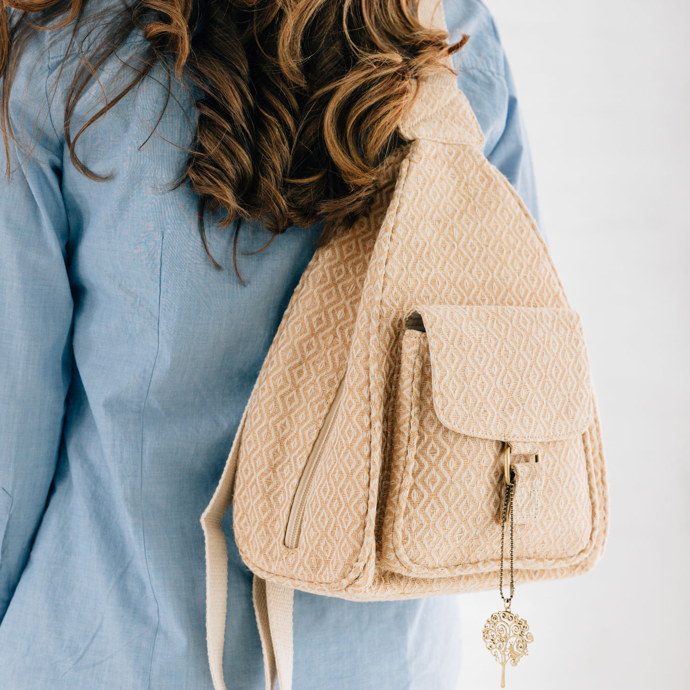 Bulbul Mini Diamond Ivory Backpack - Ten Thousand Villages