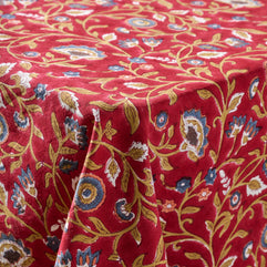 Floral Blooms Red Tablecloth