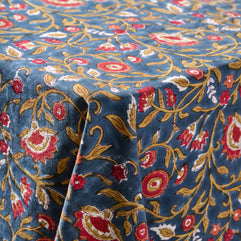 Floral Blooms Blue Tablecloth