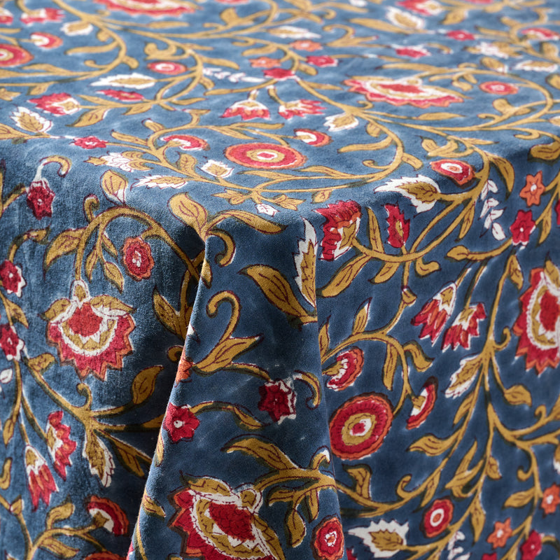 Floral Blooms Blue Tablecloth - Ten Thousand Villages