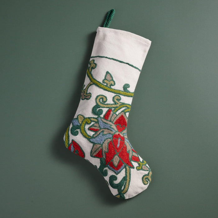 Embroidered Floral Christmas Stocking - Ten Thousand Villages 1