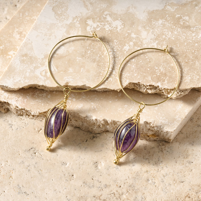 Clarity Amethyst Hoop Earrings - Ten Thousand Villages 4