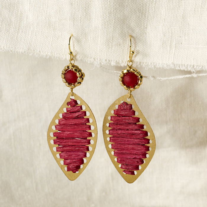 Threaded Leaf Drop Earrings - Ten Thousand Villages 1