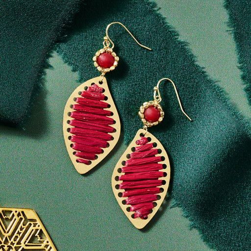 Threaded Leaf Drop Earrings